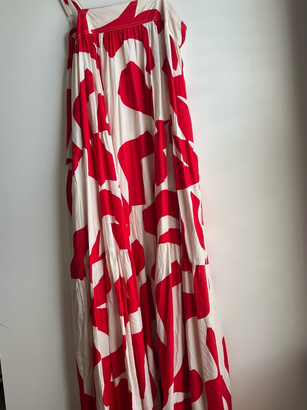Red & White Printed Maxi Skirt